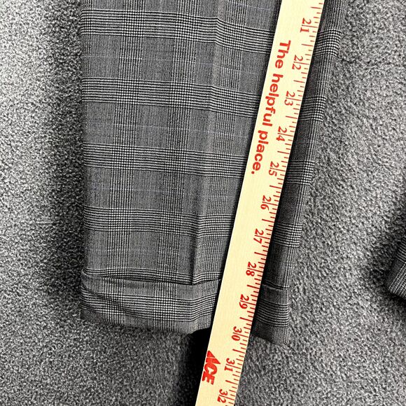 Lands‎ End Pants Womens 34 Gray Plaid Bootcut cuffed flat front pocket - Picture 15 of 16